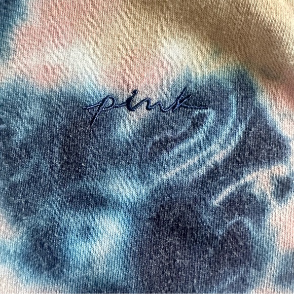 Victorias Secret Pink Cowl Sweater Varsity Large Ensign Beige Tie Dye Sz Large - Picture 14 of 15
